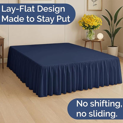 Bedskirt Twin Size Ruffle - 18 inch Drop Dust Ruffle Bed Skirt with Platform - Ultra-Soft, Easy Fit, Premium Hotel Quality - Wrinkle, Fade & Shrink Resistant - for Women, Men, Kids and Teens - Navy