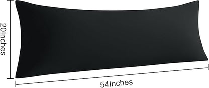 NTBAY Body Pillow Cases Set of 2, 2 Pack Brushed Microfiber 20x54 Pillow Cases, Soft, Wrinkle, Fade, Stain Resistant Black Pillow Cases with Envelope Closure, 20x54 Inches, Black