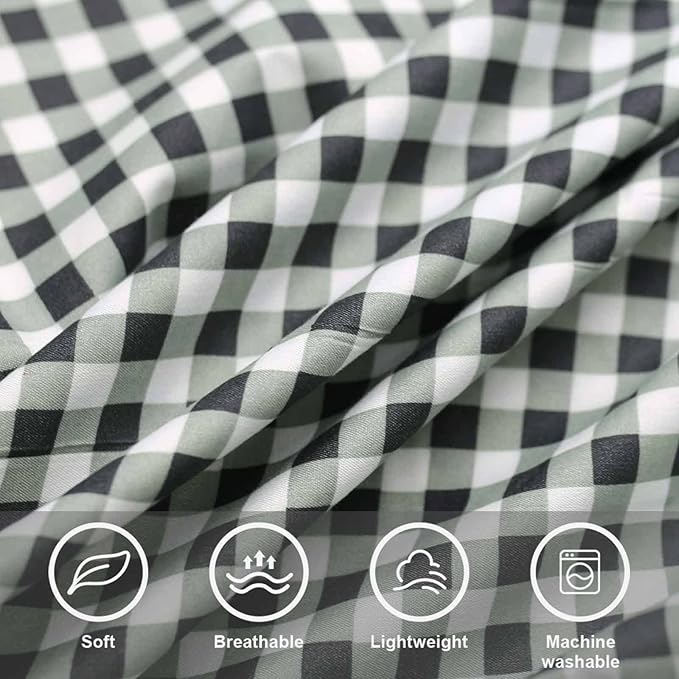 ETDIFFE Black Gingham Comforter Set Queen Size, 3 Piece Boho Grid Bedding Set - Soft and Lightweight Buffalo Checkered Plaid Microfiber Down Alternative Bed Comforter (90x90)