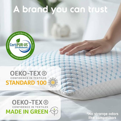Nestl Cooling Kids Pillow for Sleeping 1 Pack, Luxury Shredded Memory Foam Pillows Kids Size, Adjustable Cold Gel Pillows for Hot Sleepers Supportive Cool Pillow for Side Back Stomach Sleepers