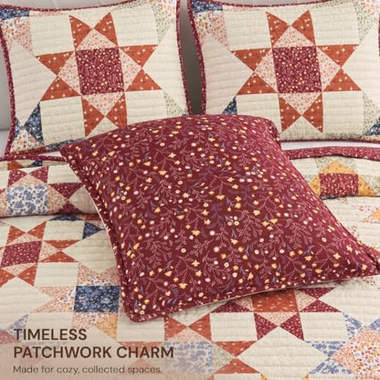 Oversized Queen Quilt Set-3 Pieces Soft Bedding Patchwork Coverlet