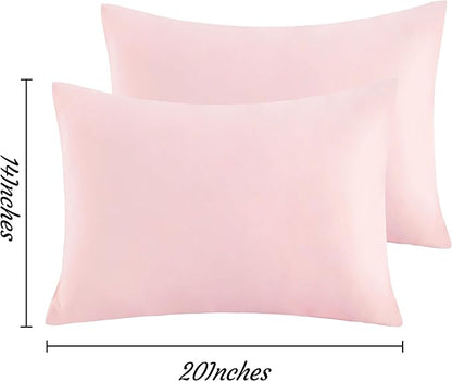 NTBAY Toddler Pillow Cases Set of 2, 2 Pack Brushed Microfiber 14x20 Pillow Cases, Soft, Wrinkle, Fade, Stain Resistant Blush Pink Pillow Cases with Envelope Closure, 14x20 Inches, Blush Pink