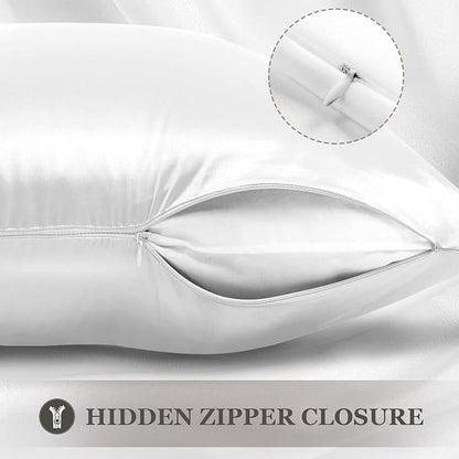 Adubor 100% Silk Pillowcase - Mulberry Silk Pillow Cases, 22 Momme 6A Grade Fibers, Silk Pillow Case for Hair and Skin Health, with Hidden Zipper (Standard 20''×26'', White, 1PC)