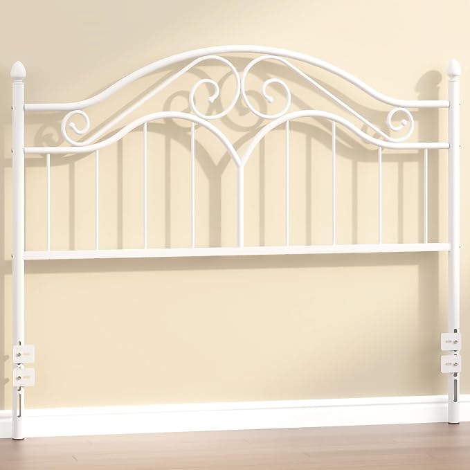Headboard for Queen Size Bed Frame Vintage Bed Metal Headboard Only | Platform Bed Headboard,Height Adjustable,Sturdy and Stable,Easy Assembly,White