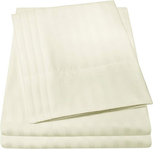 King Size Bed Sheets - 6 Piece 1500 Supreme Collection Fine Brushed Microfiber Deep Pocket King Sheet Set Bedding - 2 Extra Pillow Cases, Great Value, King, Dobby Beige