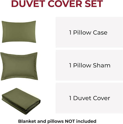 Mellanni Duvet Cover Set - 3 PC Iconic Collection Bedding Set - Hotel Luxury, Extra Soft & Cooling - Microfiber - Button Closure and Corner Ties (Twin, Sage)