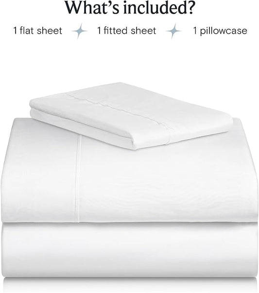LuxClub 3 PC Sheet Bed Sheets Deep Pockets 18" Wrinkle Free Kids Fitted Sheets Machine Washable Hotel Bedding Silky Soft - White Twin
