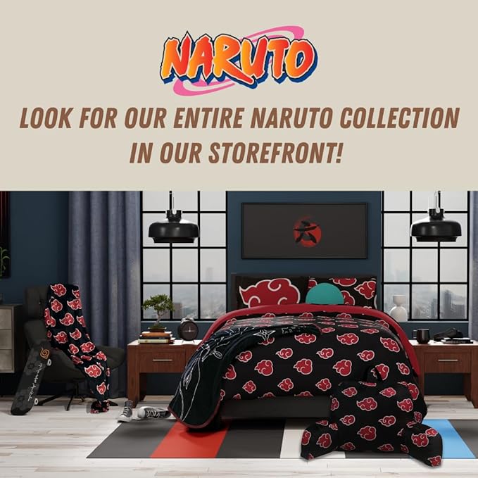 Naruto Anime Akatsuki Cloud Bedding Super Soft and Cozy Wearable Hooded Throw Blanket, 70 in x 50 in (Official Licensed Product) by Franco Collectibles