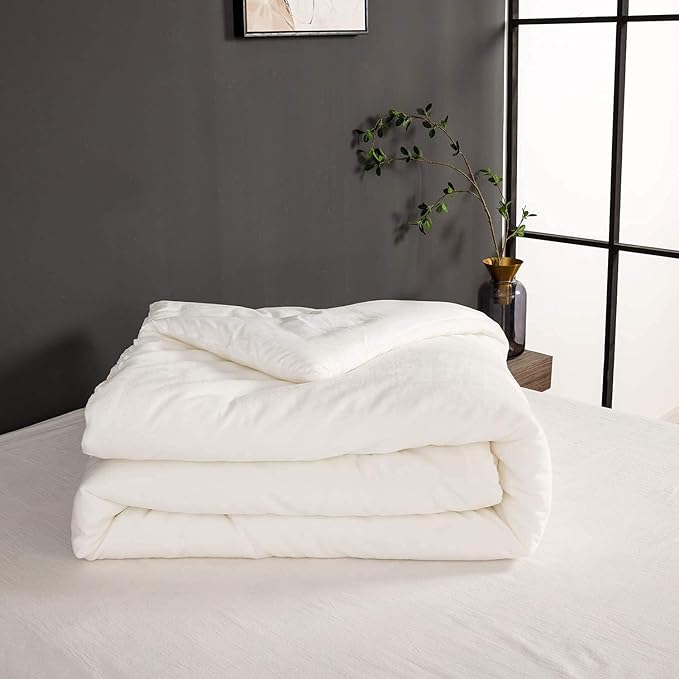 Houseri Plain White Velvet Comforter Set Twin Fluffy Flannel All White Furry Bedding Sets Kids Fuzzy Comforter Sherpa Bedding Comforters Sets Twin