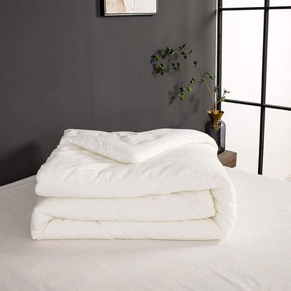 Houseri Velvet Comforter Set - Full Size Fluffy Sherpa Bedding - Solid White Flannel - All White Fuzzy Comforters