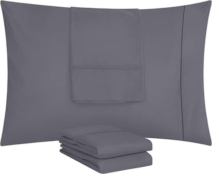 Utopia Bedding King Pillow Cases - 4 Pack - Envelope Closure - Soft Brushed Microfiber Fabric - Shrinkage and Fade Resistant Pillow Covers King Size 20 X 40 Inches (King, Grey)
