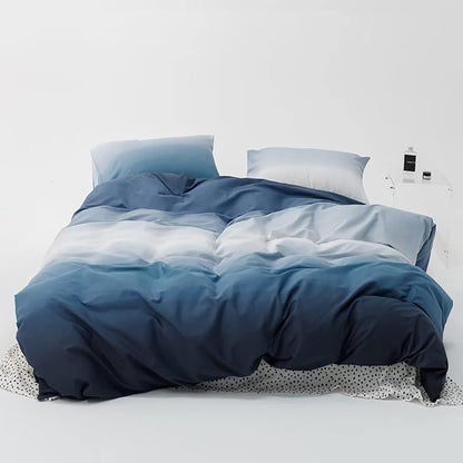 Luxlovery Blue White Comforter Cal King Gradient Bedding Comforter Set California King Dark Blue Modern Soft Breathable Colorful Blanket Quilts Comforter Set