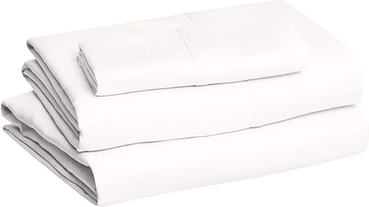 Basics Lightweight Ultra-Soft, Breathable, Wrinkle Free Brushed Microfiber 3 Piece Bed Sheet Set with 14-Inch Deep Pockets, Twin XL, Cream, Solid