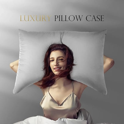 Cooling Curved Pillow Cases - Rayon Derived from Bamboo Side Sleeper Pillowcase Cover - Breathable Soft Pillowcase for Hot Sleepers Hair and Skin, King Size 1 Piece, 20 * 36 Inches Light Grey