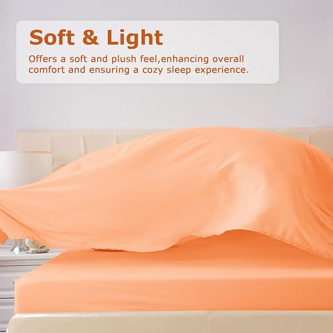 Full Size Bed Sheet Set - 4 Piece Soft Microfiber Sheets with Deep Pockets, Cooling Technology, and Wrinkle-Free Pillowcase. Hotel-Quality, Durable Bedding, Peach Fuzz