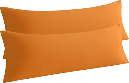NTBAY Body Pillow Cases Set of 2, 2 Pack Brushed Microfiber 20x54 Pillow Cases, Soft, Wrinkle, Fade, Stain Resistant Pale Orange Pillow Cases with Envelope Closure, 20x54 Inches, Pale Orange
