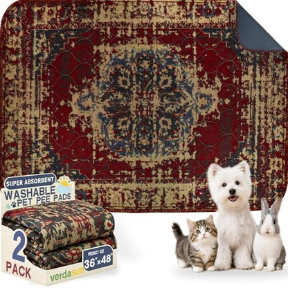 Washable Pee Pads for Dogs 36"x48" 2 Pack Reusable Puppy Potty Pad