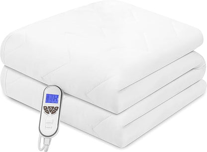 Bwarm Premium Multi-Zone Heated Mattress Pad Full Size, 54" x 75", 9 Heat Settings, 1-12 Hours Auto Off, Individual Body and Feet Settings, Removable Comfort Layer, Machine Washable