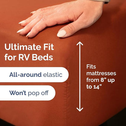 Short Queen Size 4 Piece Sheet Set - RV Short Queen, Soft, Breathable & Cooling Bed Sheets Set w/ Deep Pockets - Hotel Luxury Bedding for Women, Men, Kids, Teens, Boys & Girls - Oeko-Tex - Terracotta