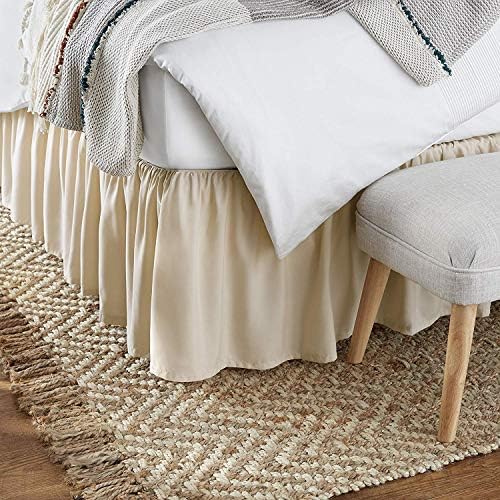 Mattress-Homes Ruffled Bed Skirt Split Corners with Platform, Tailored Fit Wrinkle Free Ultra-Soft Microfiber Dust Ruffle, Upto 21" Drop, Twin, Ivory