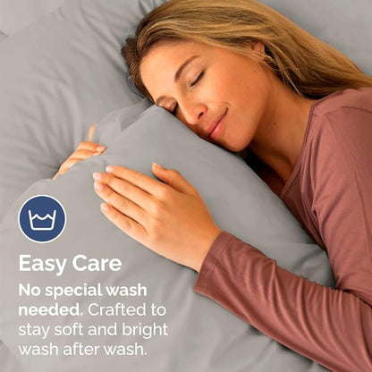 King Standard Pillow Cases Set of 4 - Soft Hotel Quality Pillowcase Covers - Comfy Bedding for Women, Men, Kids & Teens - Machine Washable Pillow Protectors - 4 Piece Set - King Standard Light Grey