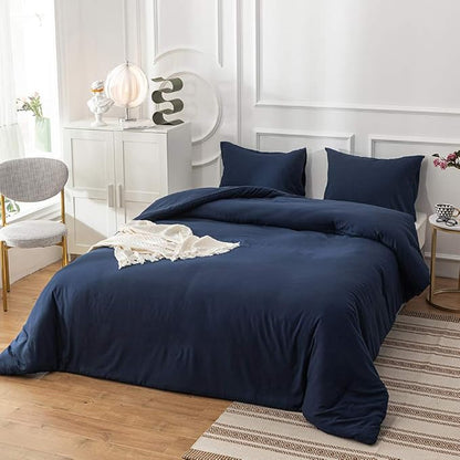 CLOTHKNOW Navy Blue Twin/Twin XL Comforter Set 3Pcs Dark Blue Bedding Comforter Sets Blue Comforter Navy Blue Comforter Sets Kids Boys Girls Comforter
