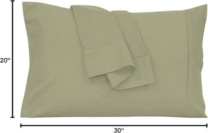 Royale Linens Queen Pillowcase Set of 2 - Bed Pillow Cover - 20" x 30" - Sage Green Pillowcases - 1800 Brushed Microfiber, Wrinkle & Fade Resistant - Soft & Cozy- Queen Size Pillow Case (Sage Green)