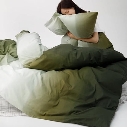 Luxlovery Gradient Green Comforter Set Cal King Army Green Bedding Set California King Green White Bedding Set Soft Breathable Blanket Quilts Modern Comforter Set Women Men