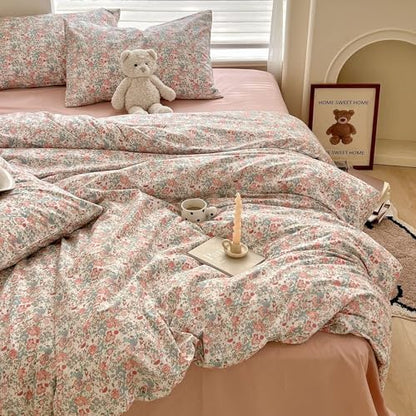 Floral Boho Comforter Twin XL Pink Floral Bedding Comforter Set Cute Flowers Comforter for Kids Girls Fluffy Soft Vintage Cottagecore Bedding French Country Style Botanical Comforter for All Season