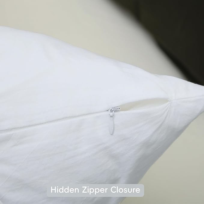 MooMee Body Pillow Cover Pillowcase with Zipper 100% Washed Cotton Linen Like Textured Breathable Durable Soft Comfy (Bright White, 21”x54”, 1PC)
