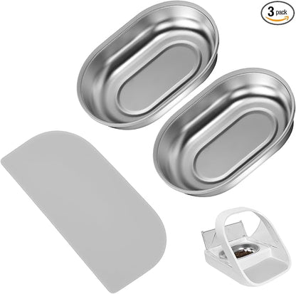 Stainless Steel Bowl for Automatic Microchip Cat Pet Feeder,2 Bowls & 1 Mat Set