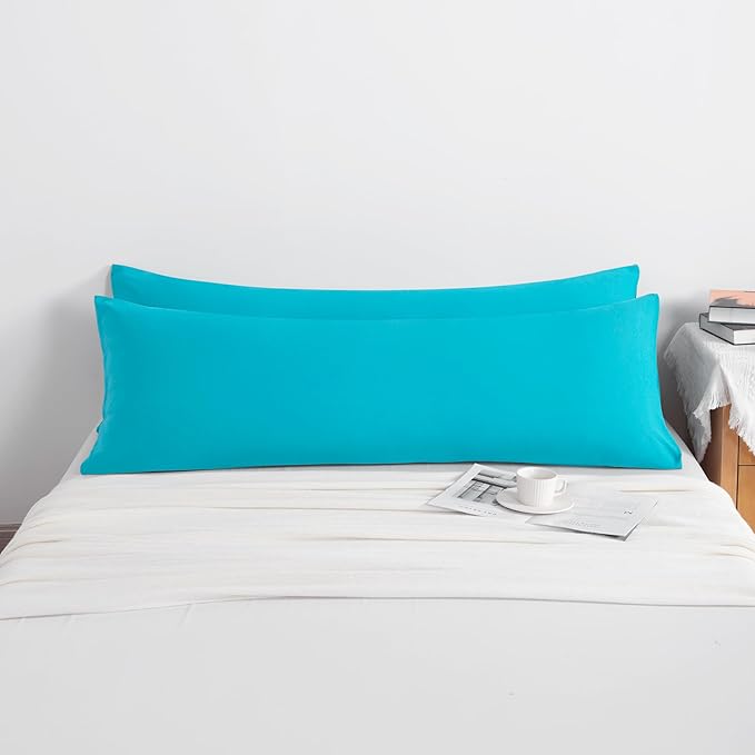 NTBAY Body Pillow Cases Set of 2, 2 Pack Brushed Microfiber 20x54 Pillow Cases, Soft, Wrinkle, Fade, Stain Resistant Blue Pillow Cases with Envelope Closure, 20x54 Inches, Blue