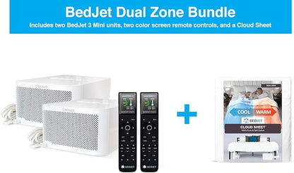 BedJet 3 Dual Zone System Climate Comfort for Beds, Cooling Fan + Heating Air (Dual Zone, 2 BedJet Mini Units + King Size Cloud Sheet)