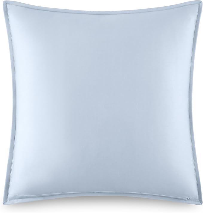 kate spade new york Spade Floral Euro Sham, 26" x 26" Spring Pillow Cover, Single 100% Cotton Sateen Cover, Machine Washable, Halogen Blue