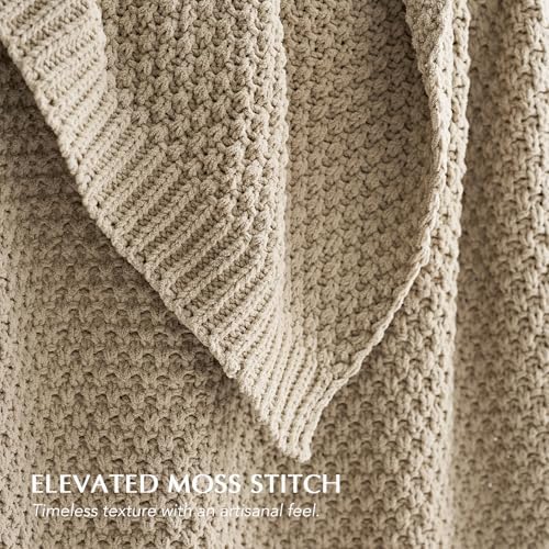 EVERGRACEHOME Chunky Chenille Knit Throw Blanket, 60 x 80, Sand Dune
