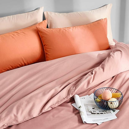 FLXXIE Pillow Cases Queen, Soft Microfiber Pillow Covers with Envelope Closure, Wrinkle Resistant Pillowcases, 2 Piece Set, 20x30, Orange