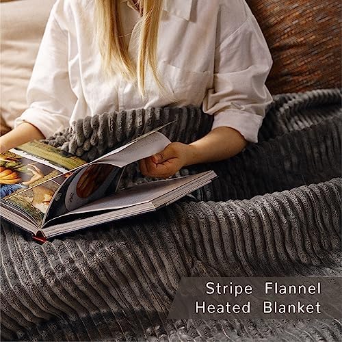 Heated Blanket King Size, 6 Heat Levels Electric Blanket, Grey