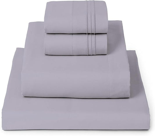 Mellanni Twin Sheet Set - 4-Piece Iconic Collection Bedding, (Including 2 Pillowcases), 16-Inch Deep Pocket, Easy Care, Extra Soft, Cooling Sheets, Brushed Microfiber - Lavender