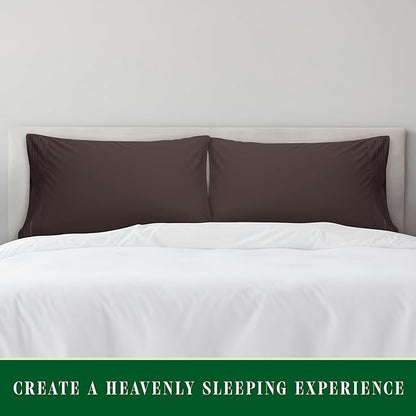 Elegant Comfort Luxury Ultra-Soft 2-Piece Pillowcase Set - 1500 Premium Hotel Quality Microfiber Double Brushed - Wrinkle Resistant, King Size, Chocolate Brown