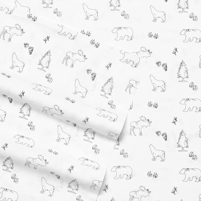 Eddie Bauer - King Sheets, Cotton Percale Bedding Set, Crisp & Cool Home Decor (Animal Tracks, King)