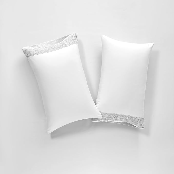 Modern Threads 4 Piece Microfiber Sheet Set – Soft Cooling Bed Sheets with Crochet Lace – Deep Pocket, Wrinkle Free, Breathable, Hotel Luxury Bedding, White, King