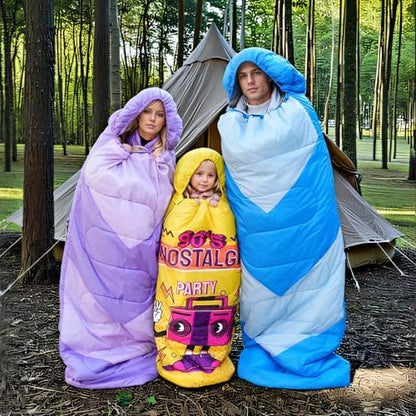 Sleeping Bag for Kids,Portable Camping Sleeping Bags for Boys&Girls with Cute Cartoon Print,Lightweight Waterproof Compact Sleeping Bag for Indoor Outdoor Hiking Travel