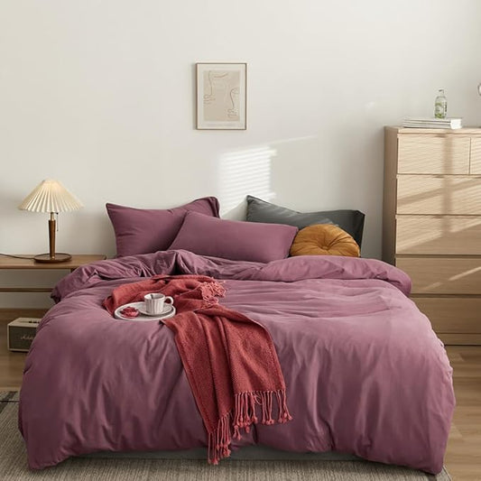 CLOTHKNOW Purple Twin/Twin XL Comforter Set 3Pcs Pale Mauve Bedding Comforter Sets Dusty Purple Comforter Soft Grape Comforter and 2 x Pillowcases
