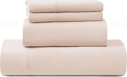 UGG Hedi Cali King Sheet Set 4-Piece Luxury Cooling Sheets Deep Pockets Premium Bedding with 2 Shams Hypoallergenic Machine Washable Soft Lightweight Bed Set for Room, California King, Shell Pink