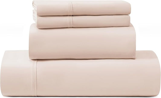 UGG Hedi Cali King Sheet Set 4-Piece Luxury Cooling Sheets Deep Pockets Premium Bedding with 2 Shams Hypoallergenic Machine Washable Soft Lightweight Bed Set for Room, California King, Shell Pink