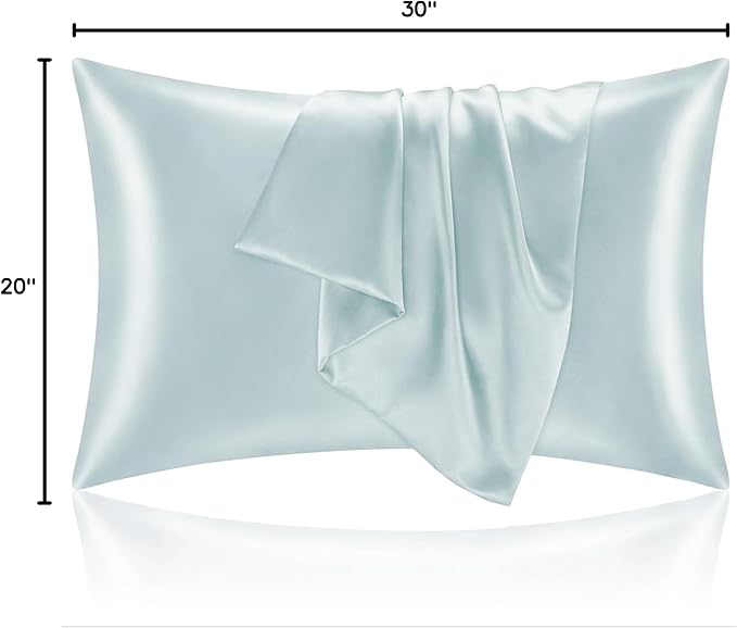 BEDELITE Satin Pillowcase for Hair and Skin, Super Soft and Cooling Similar to Silk Pillow Cases 2 Pack with Envelope Closure, Gift for Women Men(20"x30" Queen Size, Stone Blue)