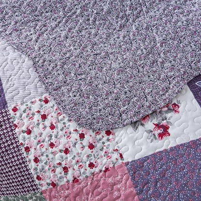 HoneiLife Quilt Sets King Size - 3 Pieces Microfiber Quilt Set Lightweight Bedspreads Reversible Coverlets Retro Bed Cover King Quilt Bedding Set All Season Quilts-Purple