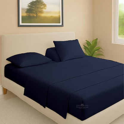 Split Head Flex 1 Qty Fitted Sheet for Adjustable Bed, King 36" Split Down from The Top, 100% Egyptian Cotton 600 Thread Count, 18" Deep Pocket, Super Soft Wrinkle Free, Navy