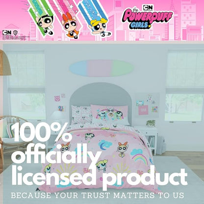 Franco Collectibles Powerpuff Girls Bedding 7 Piece Super Soft Comforter and Sheet Set with Sham, Full, (100% Official Licensed Product)