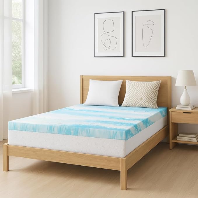 Memory Foam Mattress Topper California King - 4 Inch Gel Infused Bed Toppers, Pressure Relief Mattress Pad, CertiPUR-US Certified